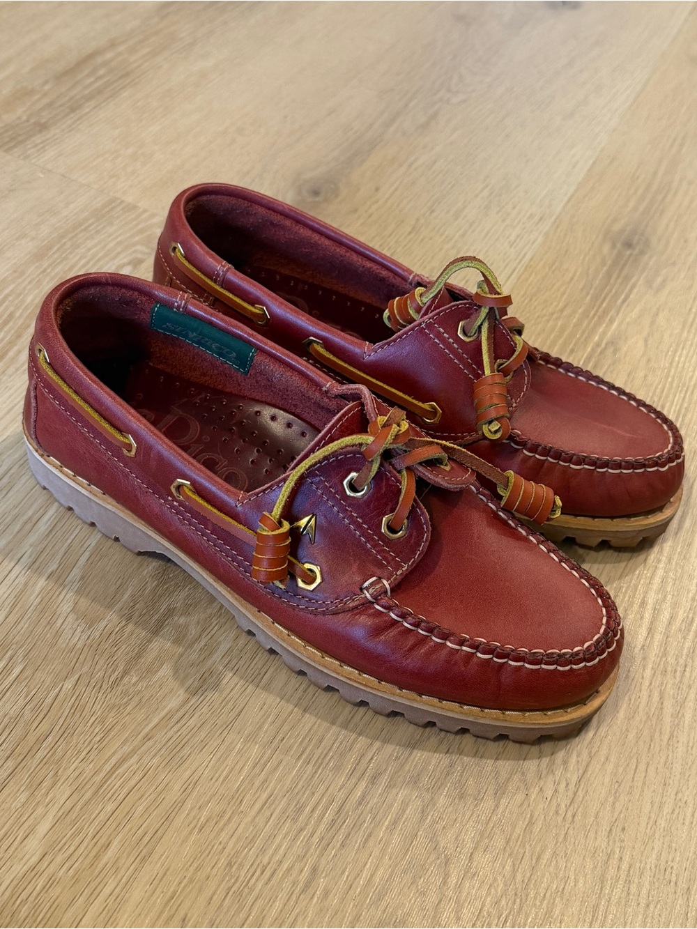 Women's Burgundy Leather Boat Shoes with Lug Sole